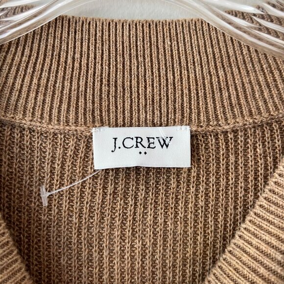 J.CREW One Size Tan White Mock Neck Poncho Stripe Pullover Sweater Cover Up - Picture 2 of 7